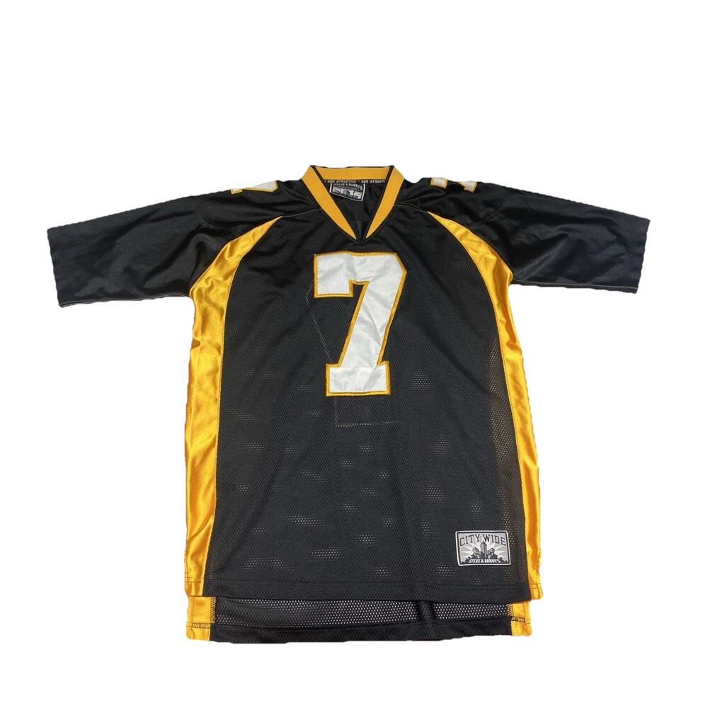 C22 Steve & Barry’s City Wide Football Jersey XL Black Gold Mesh #7 Pittsburgh